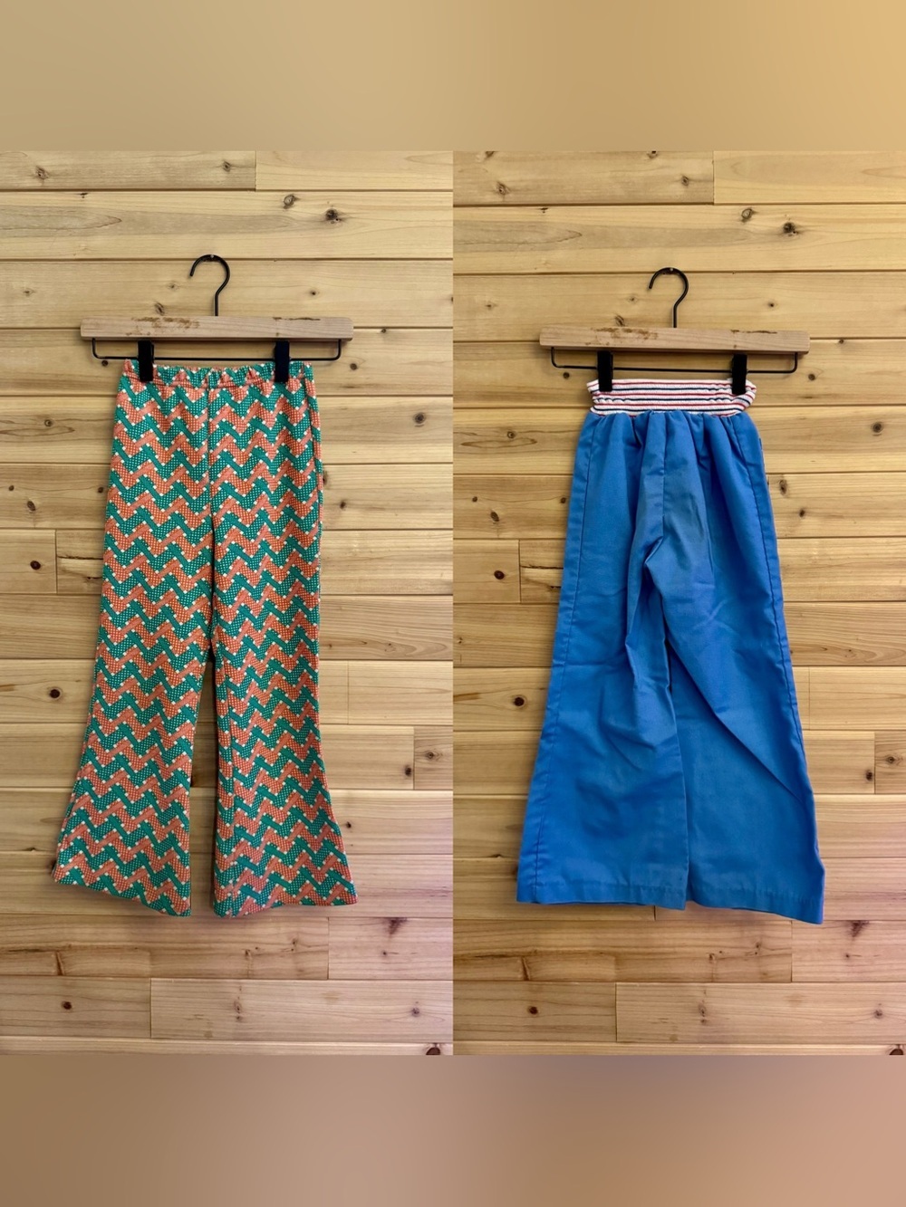 Vintage 70’s Bundle Size 6X Girls Retro Zigzag Flare Bell Bottom Pants Dress Up